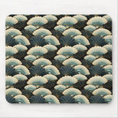 Gold und Aquamarine Gemusterte japanisch inspirier Mousepad (Vorne)