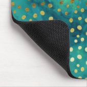 Gold und Aquamarine Punkte Modernes Glam Wasserfar Mousepad (Ecke)