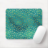 Gold und Aquamarine Punkte Modernes Glam Wasserfar Mousepad (Mit Mouse)