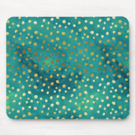 Gold und Aquamarine Punkte Modernes Glam Wasserfar Mousepad