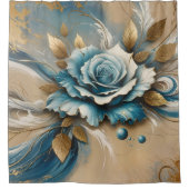 Gold und Aquamarine Rose Duschvorhang (Vorderseite)
