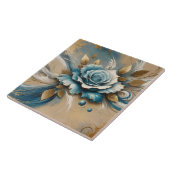 Gold und Aquamarine Rose Fliese (Seite)