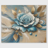 Gold und Aquamarine Rose Geschenkpapier (Flach)