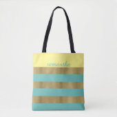Gold und Aquamarine Streifen Tasche (Vorderseite)