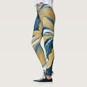 Gold und Aquamarine überdruckte Leggings (Links)
