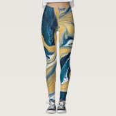 Gold und Aquamarine überdruckte Leggings (Vorderseite)