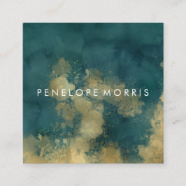 Gold und Aquamariner abstrakter Beauty-Stylist Quadratische Visitenkarte