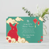 Gold und Aquamarines Chinesisches Neujahrsrabenteu Feiertagskarte (Stehend Vorderseite)