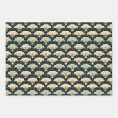 Gold und Aquamarines Gemustertes, japanisch inspir Geschenkpapier Set (Vorderseite 3)