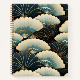 Gold und Aquamarines japanisch inspiriert Fan Spir Notizblock
