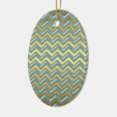 Gold und Aquamarines Zickzack Muster Keramik Ornament (Links)