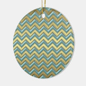 Gold und Aquamarines Zickzack Muster Keramikornament (Links)