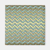 Gold und Aquamarines Zickzack Muster Magnet (Vorne)