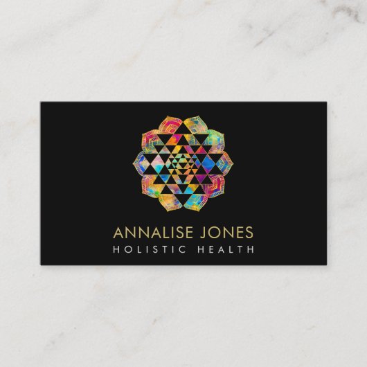 Gold und Aquarell Sri Yantra / Sri Chakra Visitenkarte (Vorderseite)