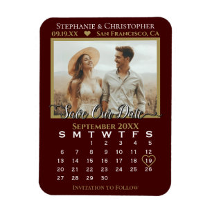 Gold- und Auburn-Fotokalender „Unser Datum merken“ Magnet