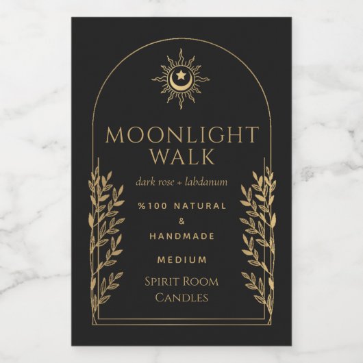 Gold und Back-Hexy-Tarot-Kerze Lebensmitteletikett (Einzelnes Label)