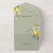 Gold und Beige Floral auf dem Schlachtfeld Green Q All In One Einladung (Außenbereich)