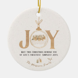 Gold und Beige Joy Classy Weihnachten Keramik Ornament