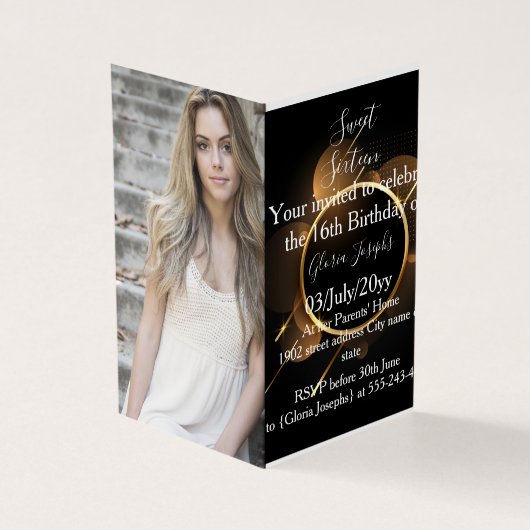 Gold und Black 16 . Geburtstag Foto (Vorderseite)