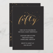 Gold und Black 50 Geburtstag Einladung (Vorne/Hinten)