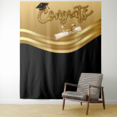 Gold- und BlacK-Abschluss-Foto-Hintergrundband Wandteppich (Beispiel)