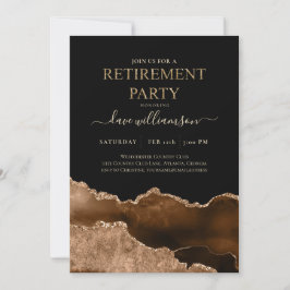 Gold und Black Agate Gemstone Retirement Party Inv Einladung