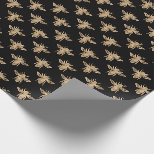 Gold- und Black-Bee-Muster Geschenkpapier (Ecke)