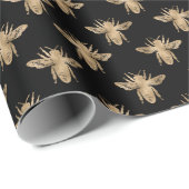 Gold- und Black-Bee-Muster Geschenkpapier (Rolleneckpunkt)