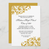 Gold und Black Blüh Class Wiedersehen Einladung (Vorne/Hinten)