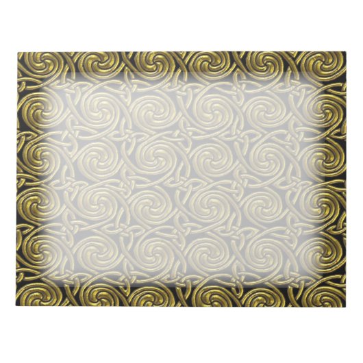 Gold und Black Celtic Spiral Knospen Muster Notizblock (Vorderseite)