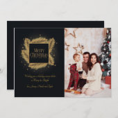Gold und Black Christmas Foto Card Dankeskarte (Vorne/Hinten)