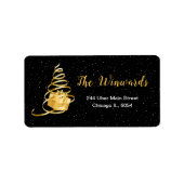 Gold und Black Christmas Geschenk Adressaufkleber (Vorne)