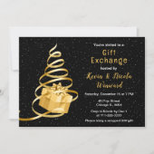 Gold und Black Christmas - Geschenkbörse Einladung (Vorderseite)