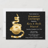 Gold und Black Christmas Ornament Exchange Einladung (Vorderseite)