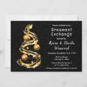Gold und Black Christmas Ornament Exchange Einladung (Vorderseite)