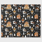 Gold und Black Christmas Polar Bär Dear Winter Geschenkpapier (Flach)