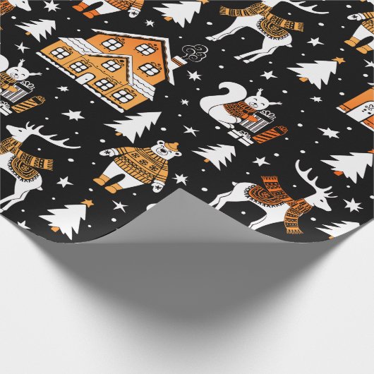 Gold und Black Christmas Polar Bär Dear Winter Geschenkpapier (Ecke)