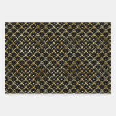 Gold und Black Circles Art Deco Muster Geschenkpapier Set (Vorderseite 3)