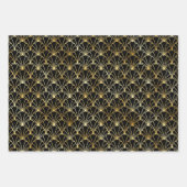 Gold und Black Circles Art Deco Muster Geschenkpapier Set (Vorderseite)