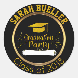Gold und Black Class of 2018 Graduation Cap Bevorz Runder Aufkleber