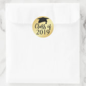 Gold und Black Class of 2019 Abschluss Gefallen Runder Aufkleber (Tasche)