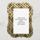 Gold und Black Classic Damask Einladung (Vorne/Hinten)