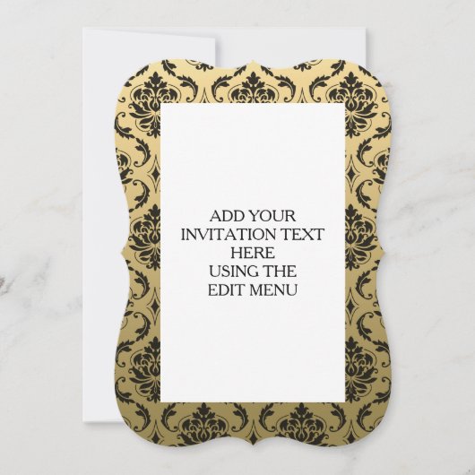 Gold und Black Classic Damask Einladung (Vorderseite)