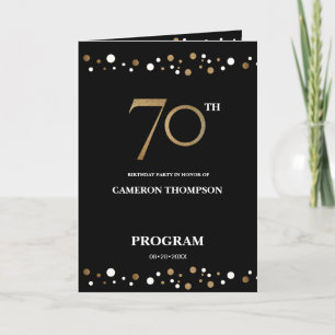 Gold und Black Confetti 70. Geburtstagsprogramm Programm