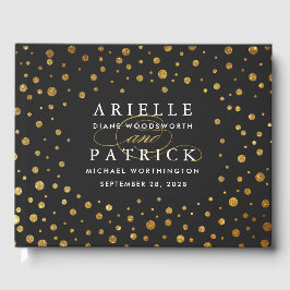 Gold und Black Confetti Foil Wedding Gästebuch