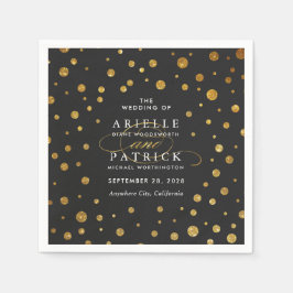 Gold und Black Confetti Foil Wedding Napkins Serviette