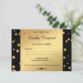 Gold und Black Confetti Wedding RSVP Card Karte (Stehend Vorderseite)