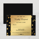 Gold und Black Confetti Wedding RSVP Card Karte (Vorne/Hinten)
