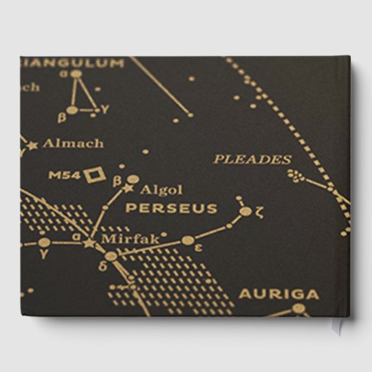 Gold und Black Constellation Wedding Gästebuch (Rückseite)