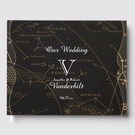 Gold und Black Constellation Wedding Gästebuch